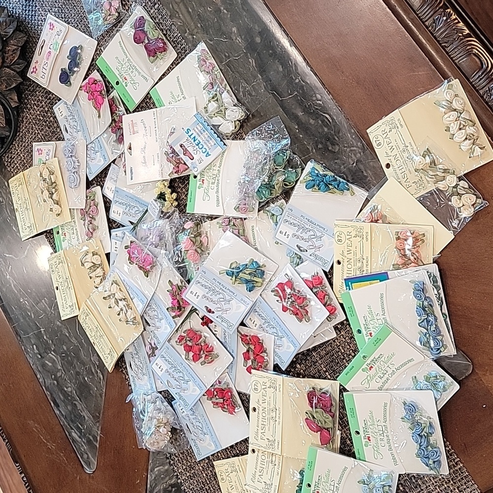 Ribbon rose accents machine wash and dry 46 packs various colors